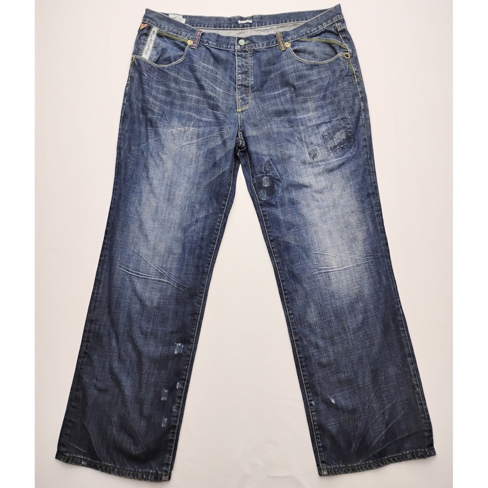 Parish Y2K Baggy Hip Hop Jeans Mens 44x33 Black Button Fly Vintage